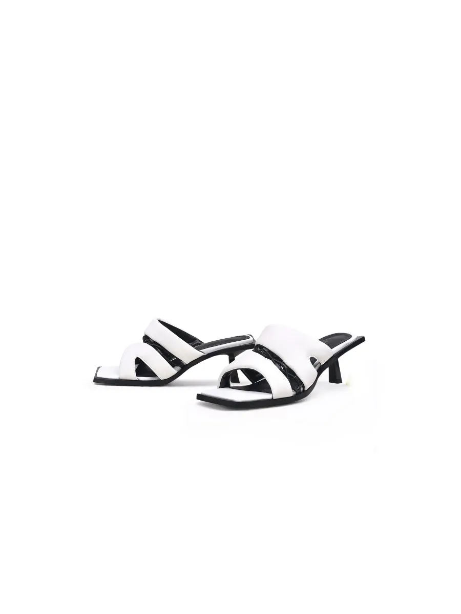 White Puffy Upper Kitten Heels