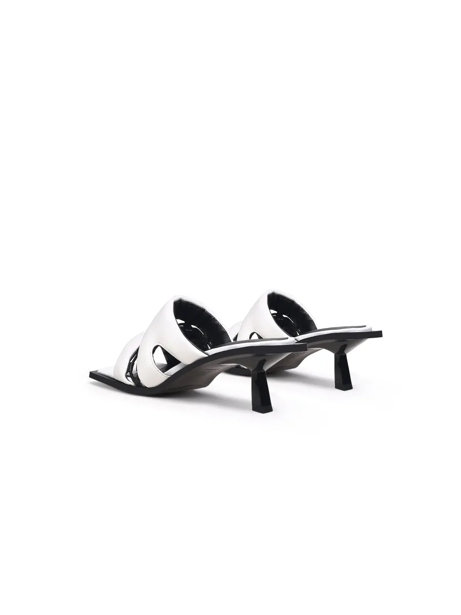 White Puffy Upper Kitten Heels
