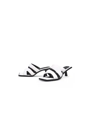White Puffy Upper Kitten Heels