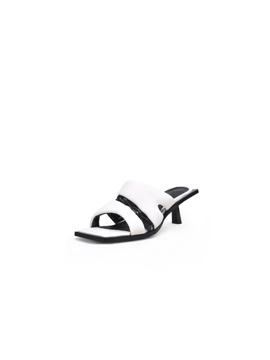 White Puffy Upper Kitten Heels