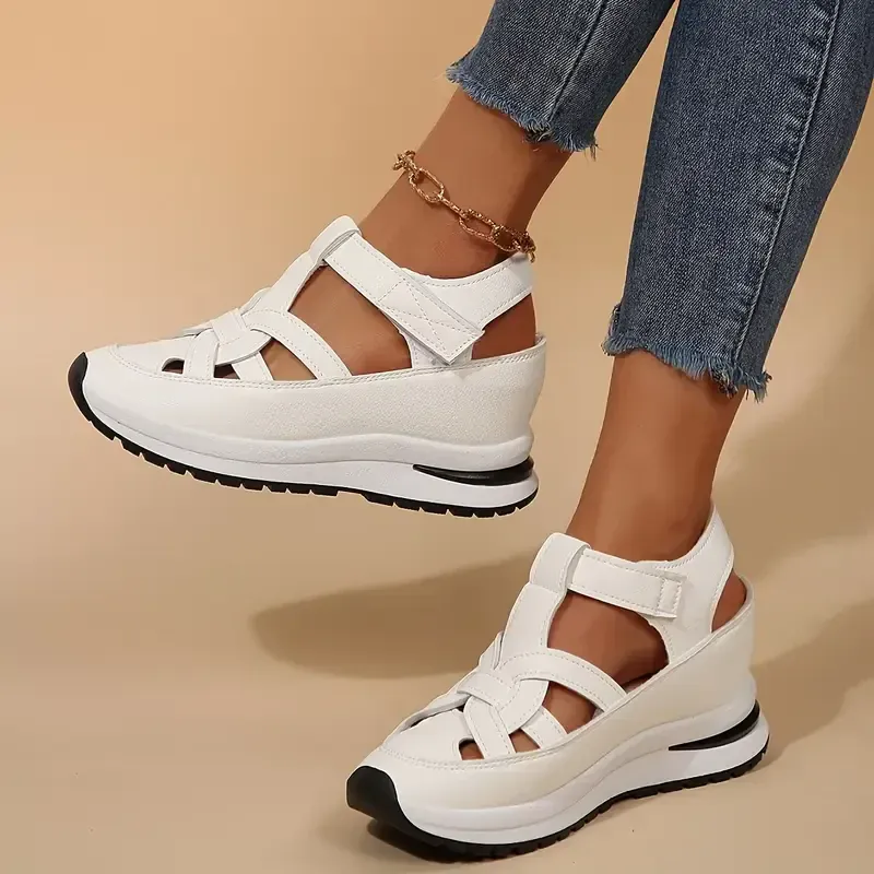 Women’s Soft Adjustable Sandals – Hook & Loop, Comfort Fit for Wide & Narrow Feet
