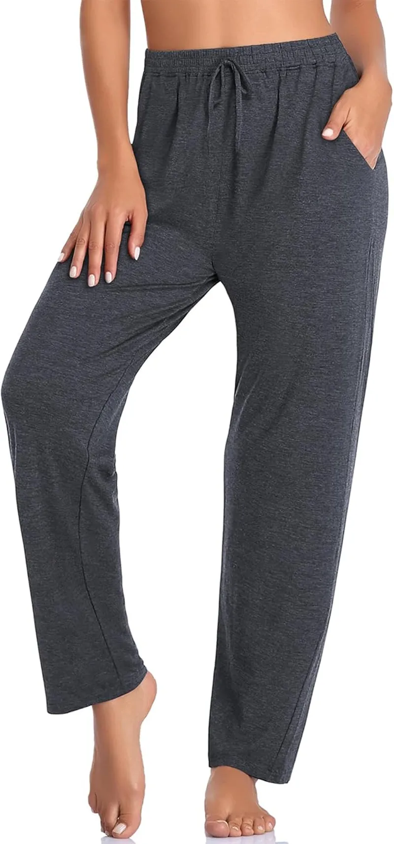 Womens Sweatpants Lightweight Comfy Stretch Loose Pants Casual Yoga Pants Workout Jogging Lounge Pants with Pockets Gray