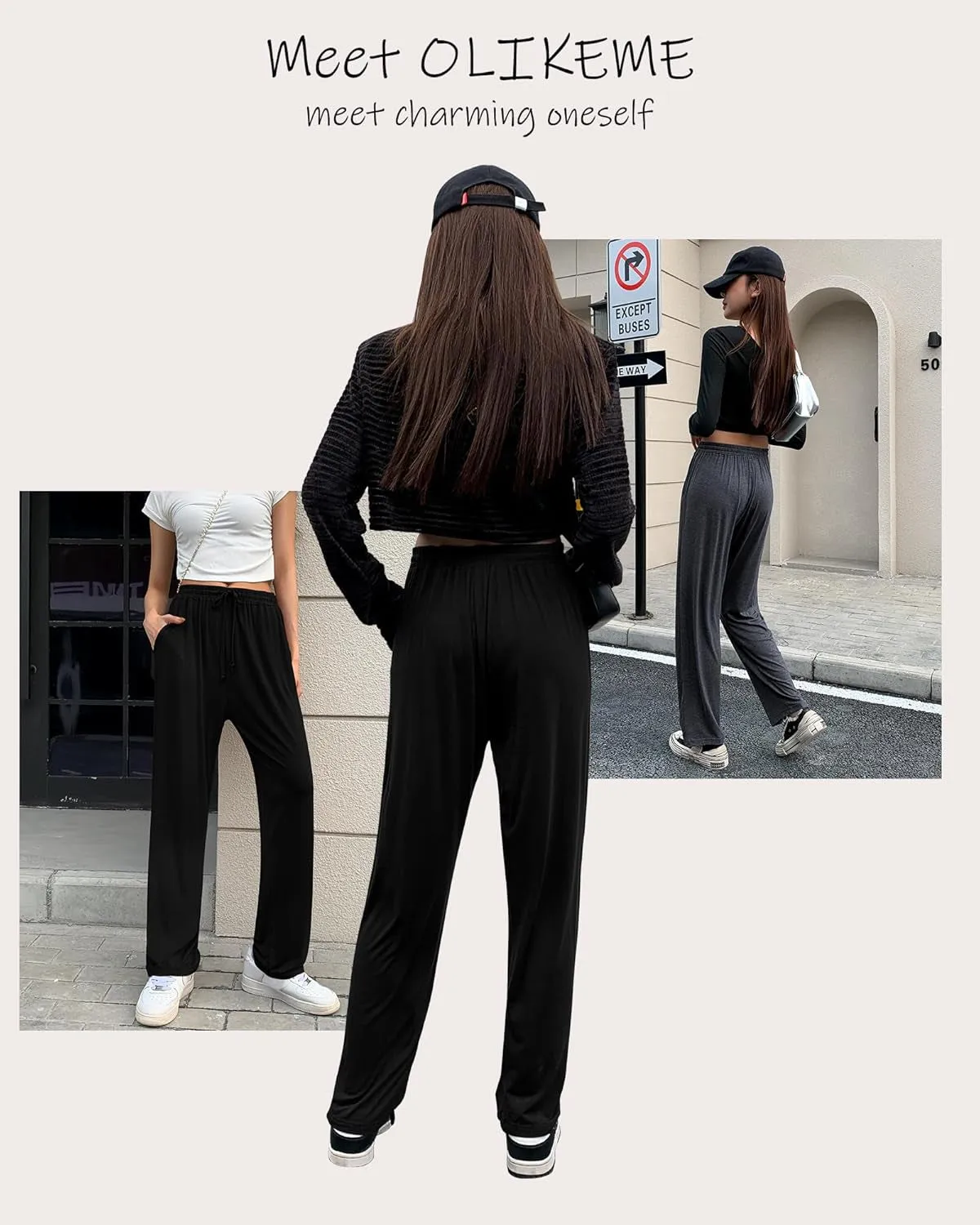 Womens Sweatpants Lightweight Comfy Stretch Loose Pants Casual Yoga Pants Workout Jogging Lounge Pants with Pockets Gray