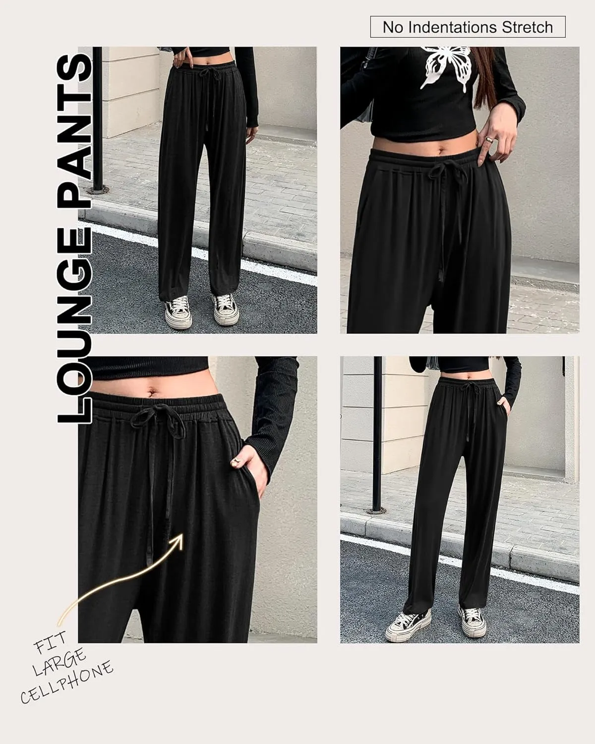 Womens Yoga Pants Loose Comfy Casual Lounge Pants Wide Leg Running Pants Lightweight Workout Pants with Pockets