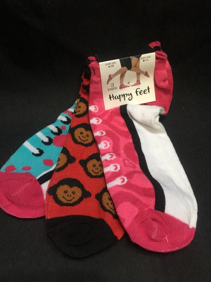 Women's/Teens Happy Feet Ankle Socks! Monkey