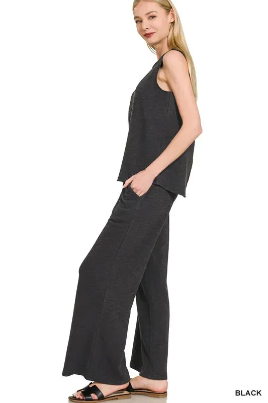 Zenana Cotton Slub Tank & Pants Set
