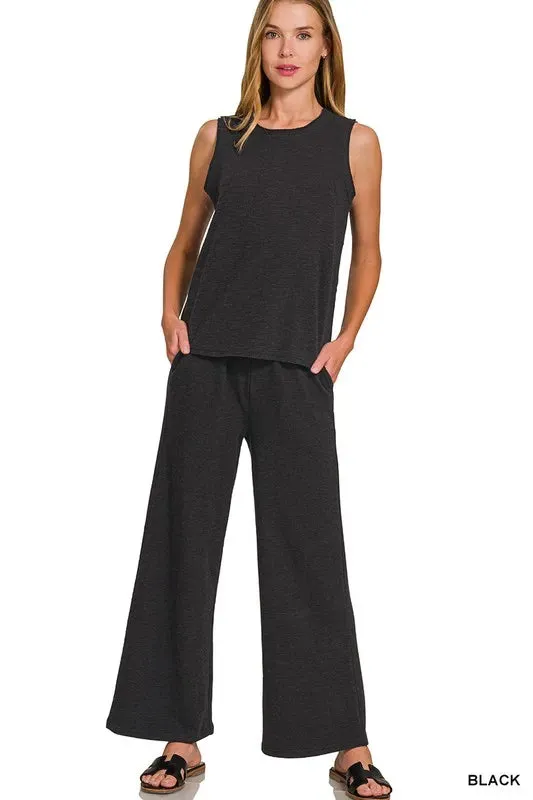 Zenana Cotton Slub Tank & Pants Set